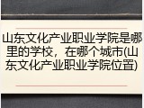 山东文化产业职业学院是哪里的学校，在哪个城市(山东文化产业职业学院位置)