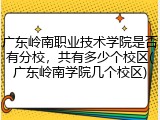广东岭南职业技术学院是否有分校，共有多少个校区(广东岭南学院几个校区)