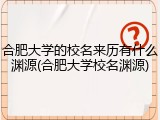 合肥大学的校名来历有什么渊源(合肥大学校名渊源)