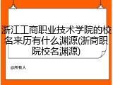 浙江工商职业技术学院的校名来历有什么渊源(浙商职院校名渊源)