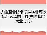 赤峰职业技术学院毕业可以找什么样的工作(赤峰职院就业方向)