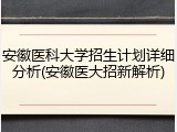 安徽医科大学招生计划详细分析(安徽医大招新解析)