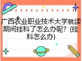 广西农业职业技术大学就读期间挂科了怎么办呢？(挂科怎么办)