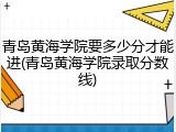 青岛黄海学院要多少分才能进(青岛黄海学院录取分数线)