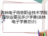 吉林电子信息职业技术学院到毕业要花多少学费(吉林电子学费总计)