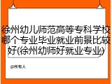 徐州幼儿师范高等专科学校哪个专业毕业就业前景比较好(徐州幼师好就业专业)