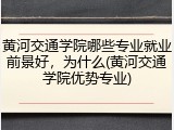 黄河交通学院哪些专业就业前景好，为什么(黄河交通学院优势专业)