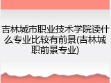 吉林城市职业技术学院读什么专业比较有前景(吉林城职前景专业)