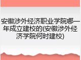安徽涉外经济职业学院哪一年成立建校的(安徽涉外经济学院何时建校)