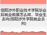 信阳涉外职业技术学院毕业后就业前景怎么样，毕业生去向(信阳涉外学院就业去向)
