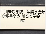 四川音乐学院一年奖学金最多能拿多少(川音奖学金上限)