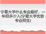 宁夏大学什么专业最好，一年招多少人(宁夏大学优势专业招生)