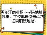 黑龙江商业职业学院地址在哪里，学校地理位置(黑龙江商职院地址)