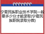 宁夏民族职业技术学院一般要多少分才能录取(宁夏民族职院录取分数)