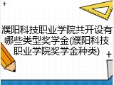 濮阳科技职业学院共开设有哪些类型奖学金(濮阳科技职业学院奖学金种类)