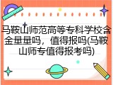 马鞍山师范高等专科学校含金量量吗，值得报吗(马鞍山师专值得报考吗)