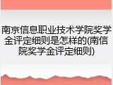 南京信息职业技术学院奖学金评定细则是怎样的(南信院奖学金评定细则)