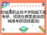 防城港职业技术学院能不能考研，成绩在哪里查询(防城港考研成绩查询)