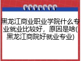 黑龙江商业职业学院什么专业就业比较好，原因是啥(黑龙江商院好就业专业)