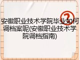 安徽职业技术学院毕业如何调档案呢(安徽职业技术学院调档指南)