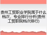 贵州工贸职业学院属于什么档次，专业排行分析(贵州工贸职院档次排行)