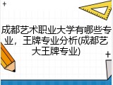 成都艺术职业大学有哪些专业，王牌专业分析(成都艺大王牌专业)