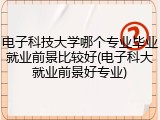 电子科技大学哪个专业毕业就业前景比较好(电子科大就业前景好专业)
