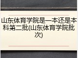 山东体育学院是一本还是本科第二批(山东体育学院批次)