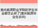重庆能源职业学院的学生毕业都怎么样了(重庆能源毕业生去向)