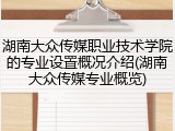 湖南大众传媒职业技术学院的专业设置概况介绍(湖南大众传媒专业概览)