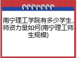 南宁理工学院有多少学生，师资力量如何(南宁理工师生规模)