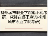 柳州城市职业学院能不能考研，成绩在哪里查询(柳州城市职业学院考研)