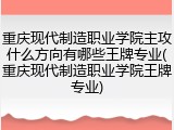 重庆现代制造职业学院主攻什么方向有哪些王牌专业(重庆现代制造职业学院王牌专业)