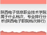 陕西电子信息职业技术学院属于什么档次，专业排行分析(陕西电子职院档次排行)