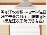 黑龙江农业职业技术学院最好的专业是哪个，详细阐述(黑龙江农职院优势专业)