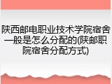 陕西邮电职业技术学院宿舍一般是怎么分配的(陕邮职院宿舍分配方式)