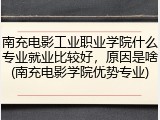 南充电影工业职业学院什么专业就业比较好，原因是啥(南充电影学院优势专业)