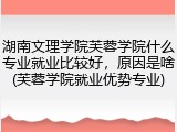 湖南文理学院芙蓉学院什么专业就业比较好，原因是啥(芙蓉学院就业优势专业)