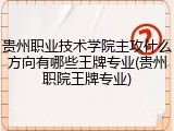 贵州职业技术学院主攻什么方向有哪些王牌专业(贵州职院王牌专业)