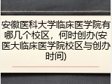 安徽医科大学临床医学院有哪几个校区，何时创办(安医大临床医学院校区与创办时间)