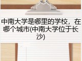 中南大学是哪里的学校，在哪个城市(中南大学位于长沙)