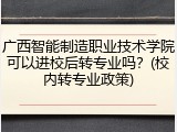 广西智能制造职业技术学院可以进校后转专业吗？(校内转专业政策)