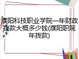 濮阳科技职业学院一年财政拨款大概多少钱(濮阳职院年拨款)