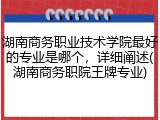 湖南商务职业技术学院最好的专业是哪个，详细阐述(湖南商务职院王牌专业)
