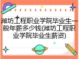 潍坊工程职业学院毕业生一般年薪多少钱(潍坊工程职业学院毕业生薪资)