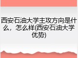 西安石油大学主攻方向是什么，怎么样(西安石油大学优势)