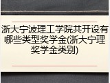 浙大宁波理工学院共开设有哪些类型奖学金(浙大宁理奖学金类别)
