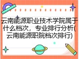 云南能源职业技术学院属于什么档次，专业排行分析(云南能源职院档次排行)