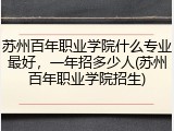 苏州百年职业学院什么专业最好，一年招多少人(苏州百年职业学院招生)