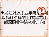 黑龙江能源职业学院毕业可以找什么样的工作(黑龙江能源职业学院就业方向)